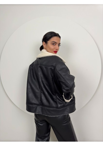 Oversize Içi Peluş Dış Süet Deri Mont