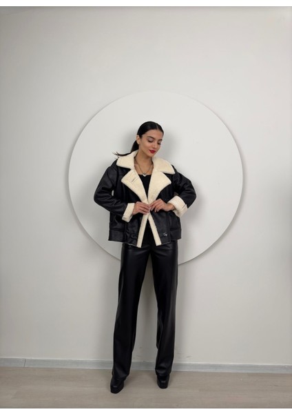 Oversize Içi Peluş Dış Süet Deri Mont