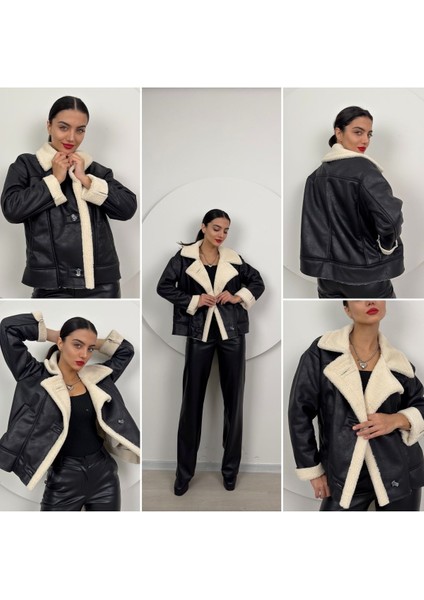 Oversize Içi Peluş Dış Süet Deri Mont
