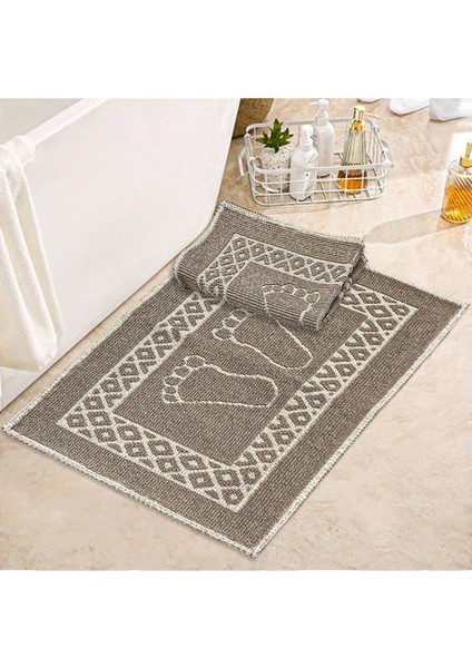 Soffy Kahve & Kahve 2 Adet 50 x 70 cm Banyo Paspası Doğal Pamuk Ayak Paspası Ayak Havlusu