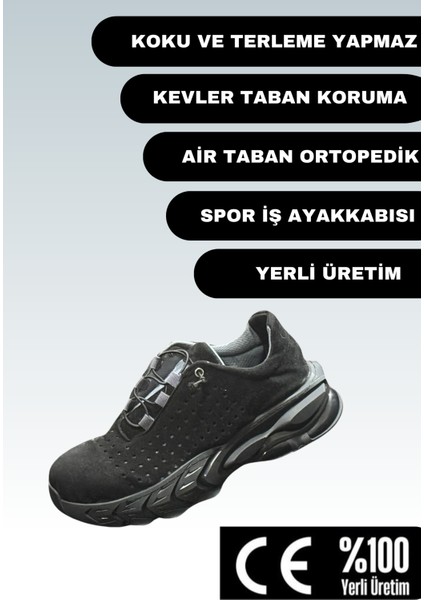 Spor İş Ayakkabısı Kevler Taban Koruma Air Taban Ortopedik (Süet)