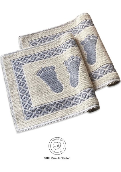 Soffy Krem & Gri 2 Adet 50 x 70 cm Banyo Paspası Doğal Pamuk Ayak Paspası Ayak Havlusu modelleri