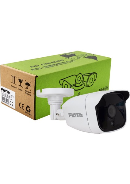 Plato PL-22765 2mp 2.8 mm 4ın1 Gece Görüşlü Siyah Beyaz Plastik Kasa Ahd Bullet Kamera (4835)