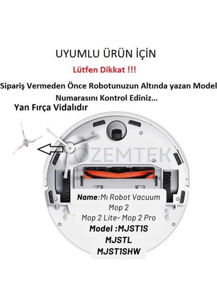 Xiaomi Mop 2 Pro (Model NO.-MJST1SHW Uyumlu) Yedek Fırça Filtre Seti-5 Parça