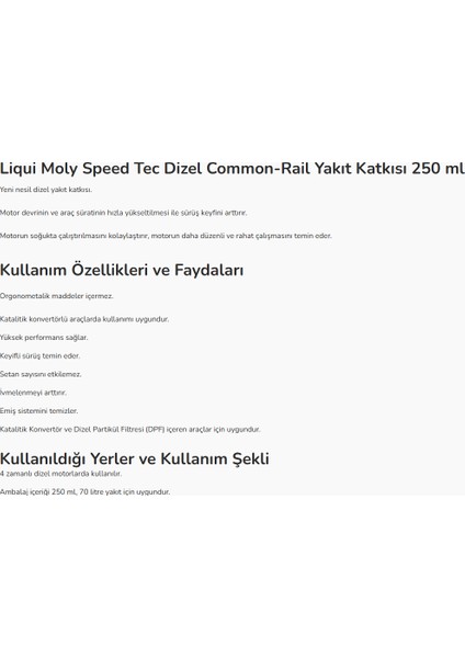 Lıquı Moly Speed Tec Dizel Yakıt Katkısı 250 ml fiyatları