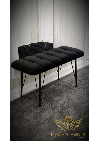 Metal Ayaklı 90 cm Eco Black Babyface Puf & Bench Tekli