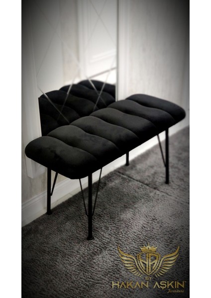 Metal Ayaklı 90 cm Eco Black Babyface Puf & Bench Tekli