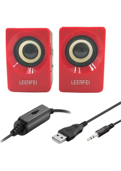 N62 1+1 Multimedia USB ve Jacklı Mini Hoparlör Yüksek Stereo Ses Sistemi (4886)