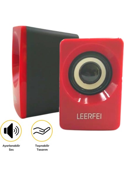 N62 1+1 Multimedia USB ve Jacklı Mini Hoparlör Yüksek Stereo Ses Sistemi (4886)