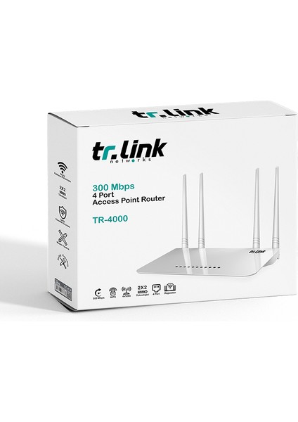 Tr-Lınk TR-4000 300 Mbps 4 Port 4 Antenli Access Poınt Router (4886)