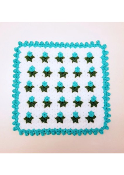 Banyo Lifi Yün El Örmesi Ceyizlik Kare 1 Adet - Çiçek Desenli fiyatları