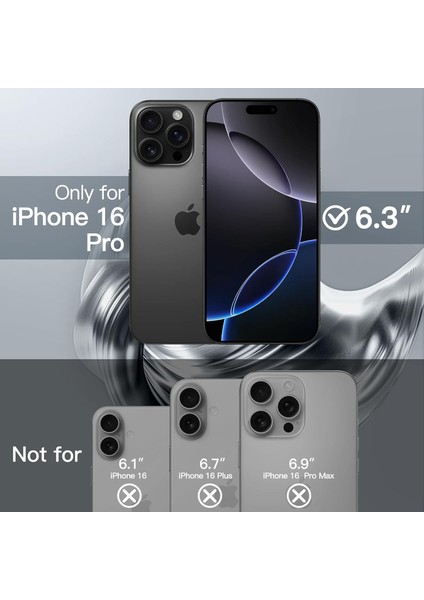 Apple iPhone 16 Pro Uyumlu Kılıf Kamera Lens ve Hoparlör Toz Korumalı Kablosuz Şarj Özellikli Kenarları Renkli Arkası Şeffaf