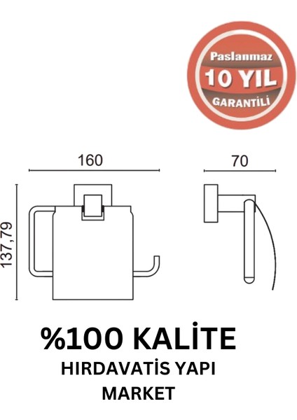 Paslanmaz Pirinç Tamay Geniș Kapaklı Kağıtlık Altın Sarı Gold