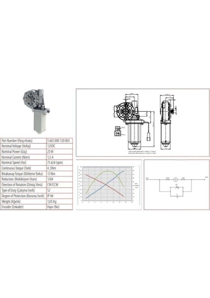 12V CAM KALDIRMA MOTORU (SÜRGÜLÜ OTOMATİK KAPI--KAYAR BASAMAK) (L) UNIVERSAL