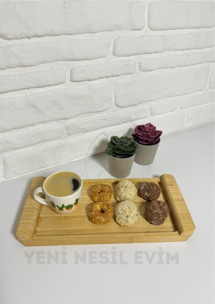 Yeninesilevim Doğal Bambu Dikdörtgen Sunumluk Tabak Servis Tabağı Kahvaltı Tabağı 13*28 cm