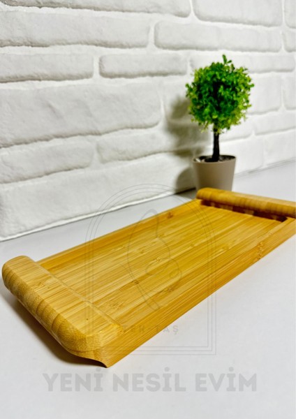 Yeninesilevim Doğal Bambu Dikdörtgen Sunumluk Tabak Servis Tabağı Kahvaltı Tabağı 13*28 cm