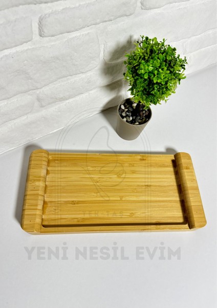 Yeninesilevim Doğal Bambu Dikdörtgen Sunumluk Tabak Servis Tabağı Kahvaltı Tabağı 13*28 cm