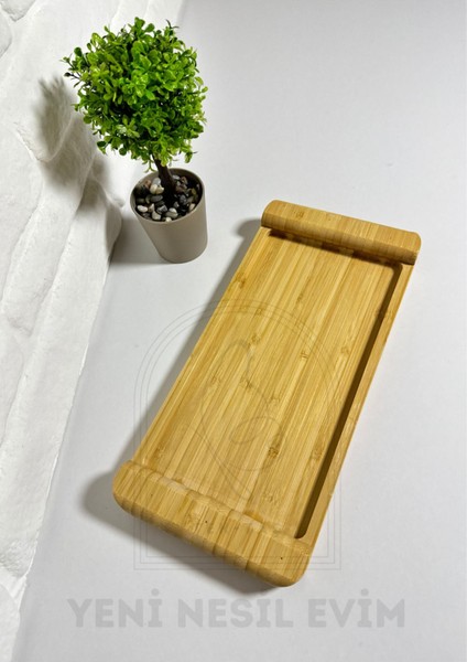 Yeninesilevim Doğal Bambu Dikdörtgen Sunumluk Tabak Servis Tabağı Kahvaltı Tabağı 13*28 cm