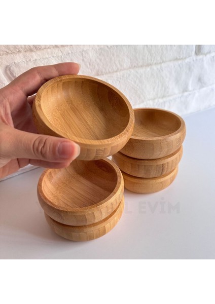 Yeninesilevim 6'lı Bambu Ahşap Çerezlik Tabak Kase