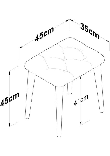 Rani BM101 Puf Ahşap Ayaklı Tabure Siyah - Beyaz Kazayağı Desenli