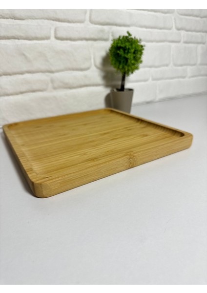 Yeninesilevim Doğal Bambu Kare Sunumluk Tabak Servis Tabağı Kahvaltı Tabağı 25*25 cm
