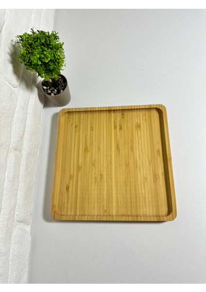 Yeninesilevim Doğal Bambu Kare Sunumluk Tabak Servis Tabağı Kahvaltı Tabağı 25*25 cm