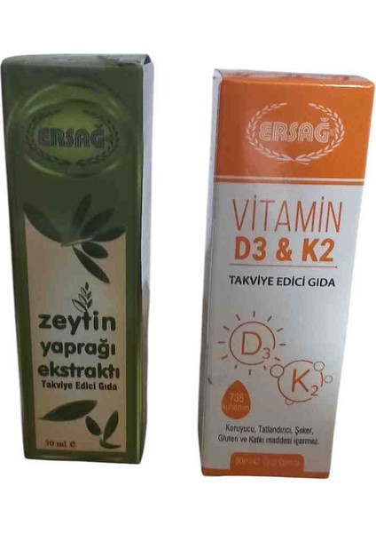 Zeytin Yaprağı Ekstraktı + Vitamin D 3 K 3 - 2'Li Set