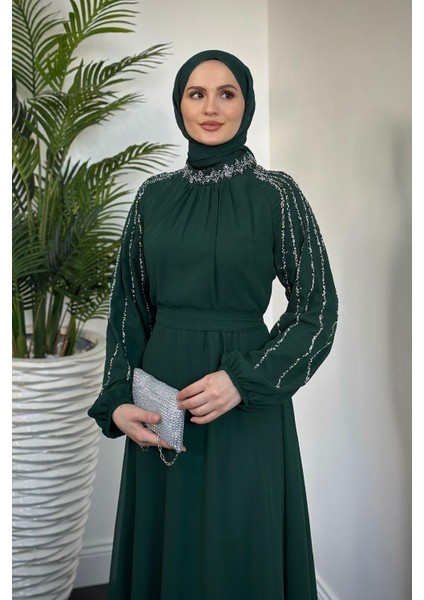 Jayla Kolları Taşlı Abiye Zümrüt fırsatları