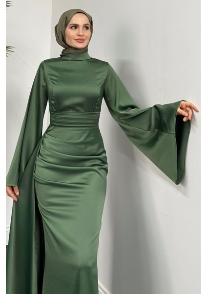 Arabella Pelerinli Saten Balık Abiye Haki fiyatları