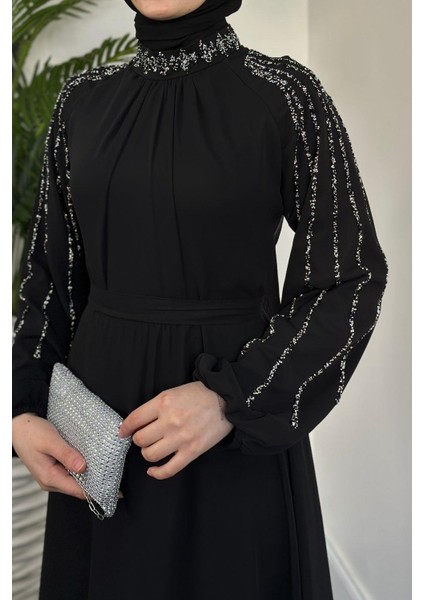 Jayla Kolları Taşlı Abiye Siyah fırsatları