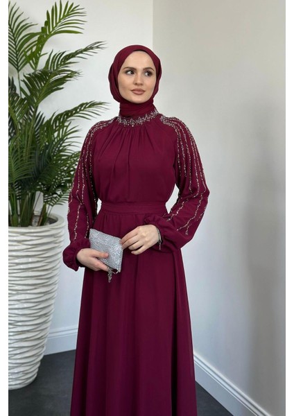 Jayla Kolları Taşlı Abiye Bordo fırsatları