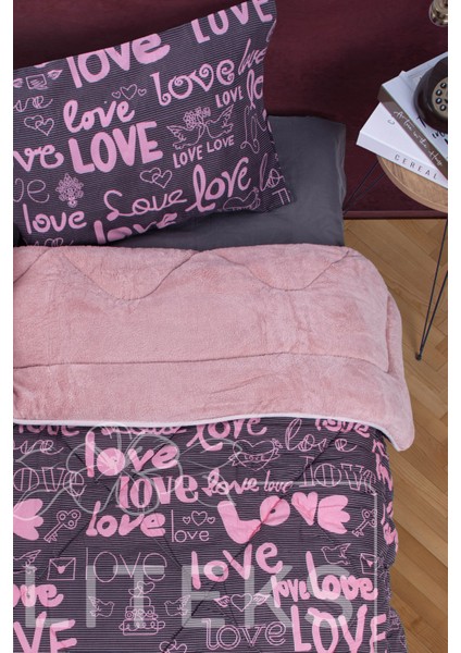 Yalıteks Home Tek Kişilik Welsoft Çift Taraflı Lüks Yorgan ve Yastık Kılıfı - Love Tek fiyatları