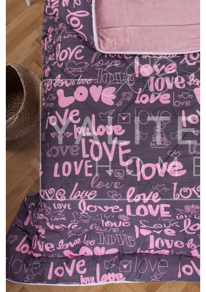 Yalıteks Home Tek Kişilik Welsoft Çift Taraflı Lüks Yorgan ve Yastık Kılıfı - Love Tek modelleri