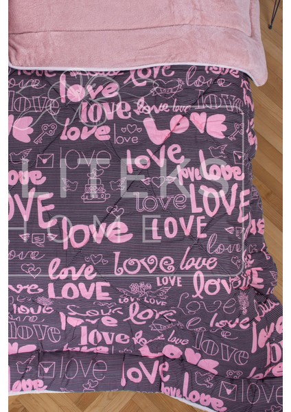 Yalıteks Home Tek Kişilik Welsoft Çift Taraflı Lüks Yorgan ve Yastık Kılıfı - Love Tek fırsatları