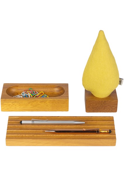 Kayigo Woody Sarı Ladin Üçlü Set - Iroko Ağacı
