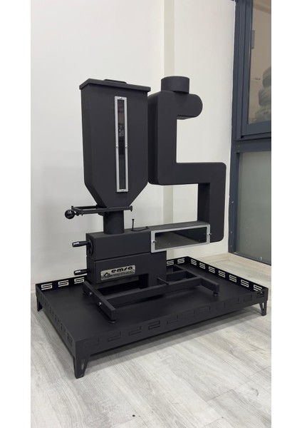 soba Altlığı 50*90 cm yüksek ısıya dayanıklı siyah mat ısıya dayanıklı boya yerden yüksekliği 13 cm dir