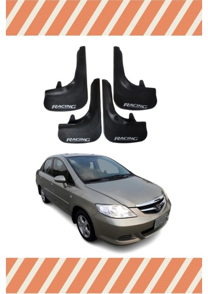 Honda City 2006-2009 Racing Yazılı 4'lü Tozluk Çamurluk Paçalık