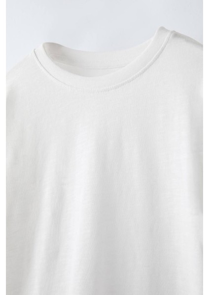 Unisex Çocuk Düz Beyaz Basic Tshirt