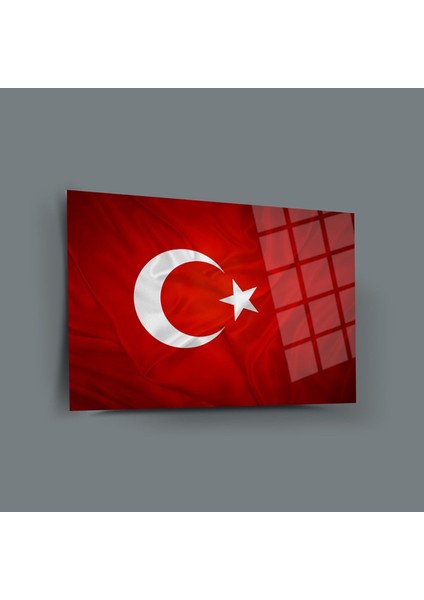 Türk bayrağı cam tablo 02