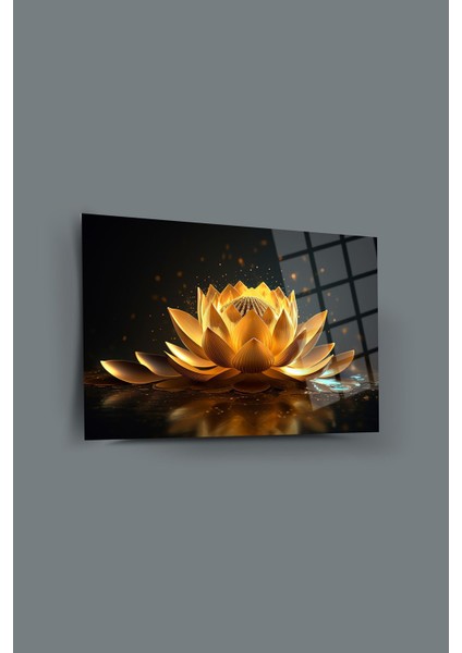Lotus çiçeği cam tablo