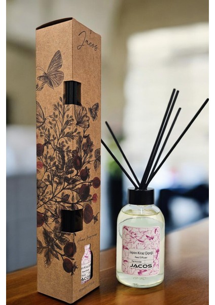Japon Kiraz Çiçeği Kokulu Bambu Çubuklu Oda Kokusu 50ML Reed Diffuser