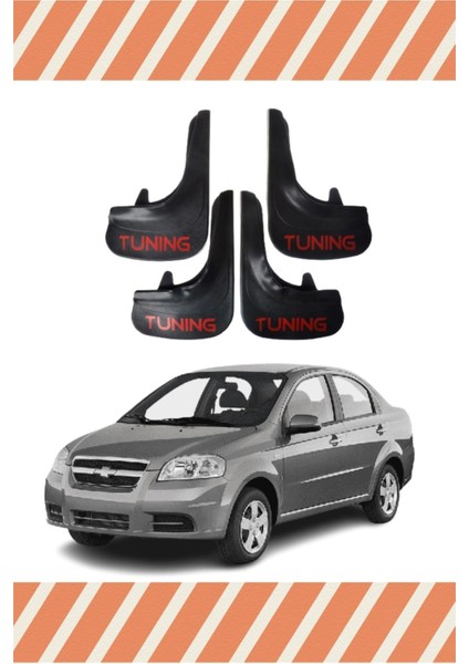 Chevrolet Aveo Sedan 2005-2011 Tunıng Yazılı 4'lü Tozluk Çamurluk Paçalık