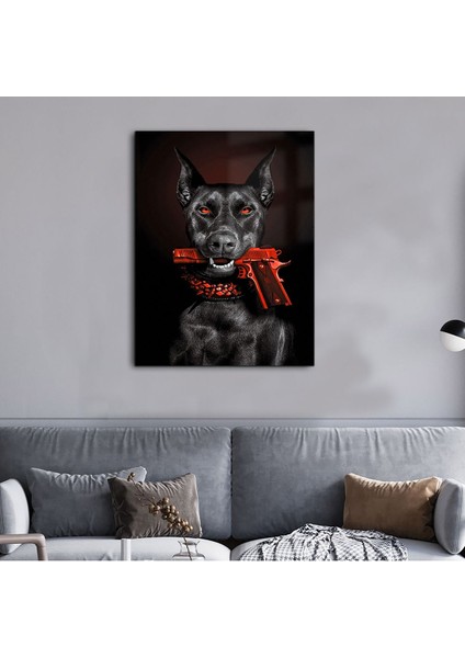 Doberman ve Silah Cam Tablo 02 fiyatları