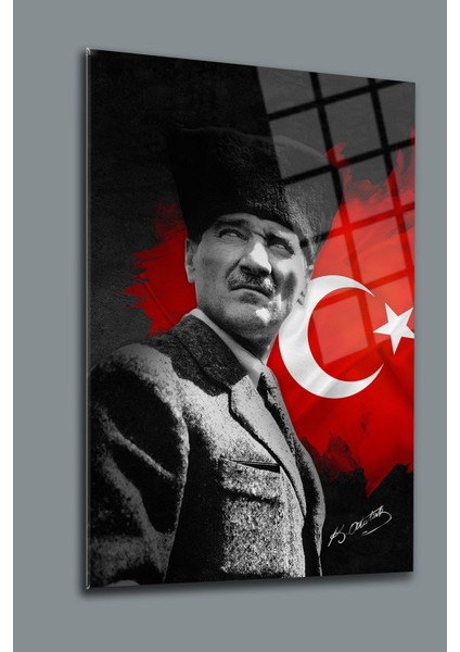 Atatürk Cam Tablo 63-Atatürk Tablosu-Türk Bayrağı Tablosu