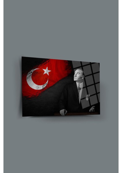 Atatürk Cam Tablo 89-Atatürk Tablosu-Türk Bayrağı Tablosu