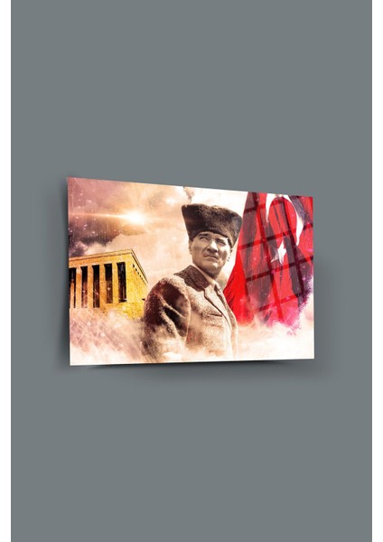 Atatürk Cam Tablo 76-Atatürk Tablosu-Türk Bayrağı Tablosu