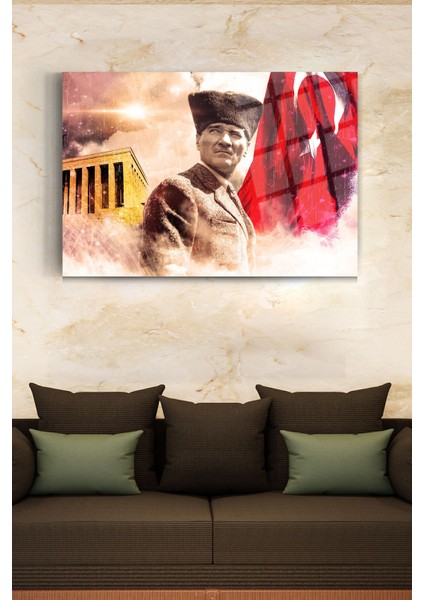Atatürk Cam Tablo 76-Atatürk Tablosu-Türk Bayrağı Tablosu