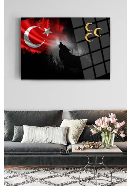 Bozkurt Üç Hilal Türk Bayrağı Cam Tablo 2 fiyatları