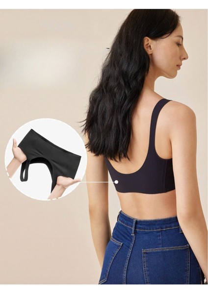 Lazer Kesim Dikişsiz Pedli Yumuşak Iz Yapmaz Balensiz Invisible Görünmez Push Up Toparlayıcı Sütyen