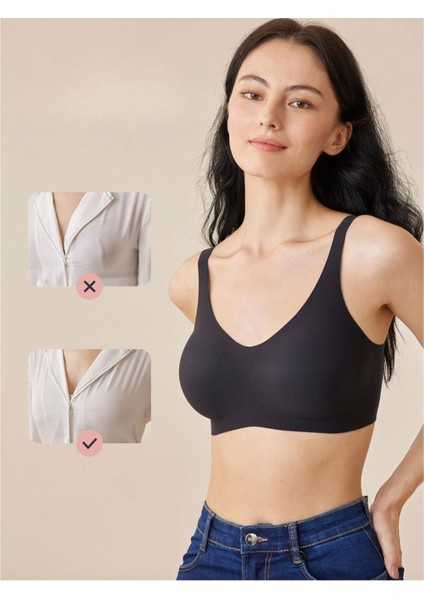 Lazer Kesim Dikişsiz Pedli Yumuşak Iz Yapmaz Balensiz Invisible Görünmez Push Up Toparlayıcı Sütyen